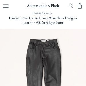 Abercrombie Curve Love Criss-Cross Waistband Vegan Leather 90s Straight Pant OE